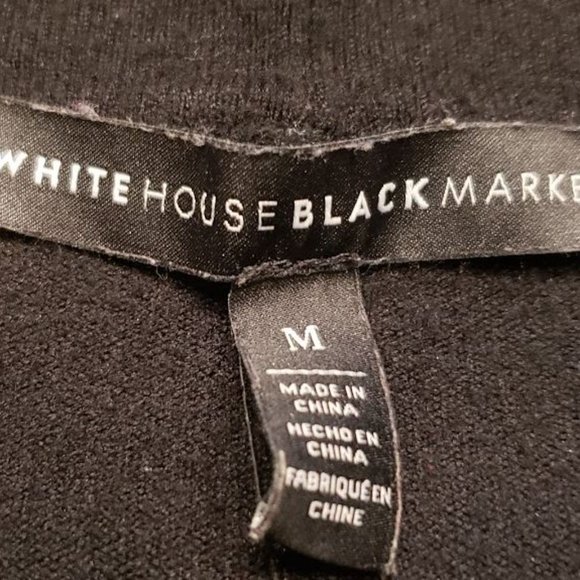 White House Black Market MED Black Open Front Sweater Cardigan long slee… - Picture 6 of 6